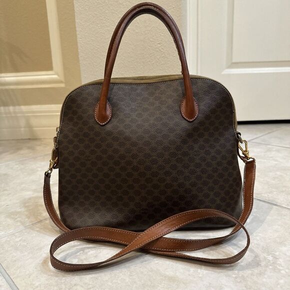 Celine Macadam Handbag Purse Crossbody Brown Authentic‎ Large *Rehab AS IS - Picture 1 of 16
